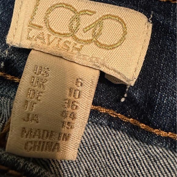 LOGO Lori Goldstein Patchwork Boyfriend Jeans Raw Hem Ankle Crop Size 6 Boho - Picture 7 of 8